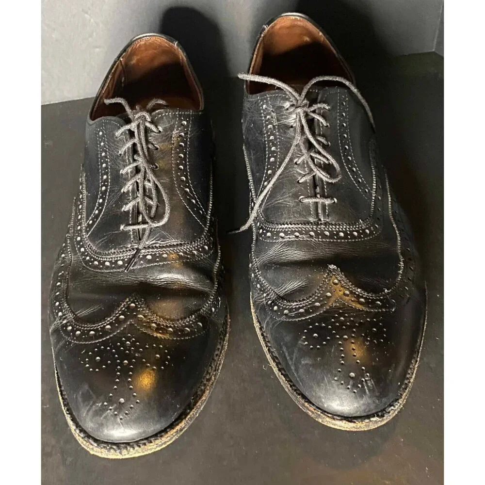 Allen Edmonds Chester Wingtip Black 1903 Leather Shoes Oxford Mens 9.5 D USA